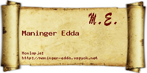 Maninger Edda névjegykártya